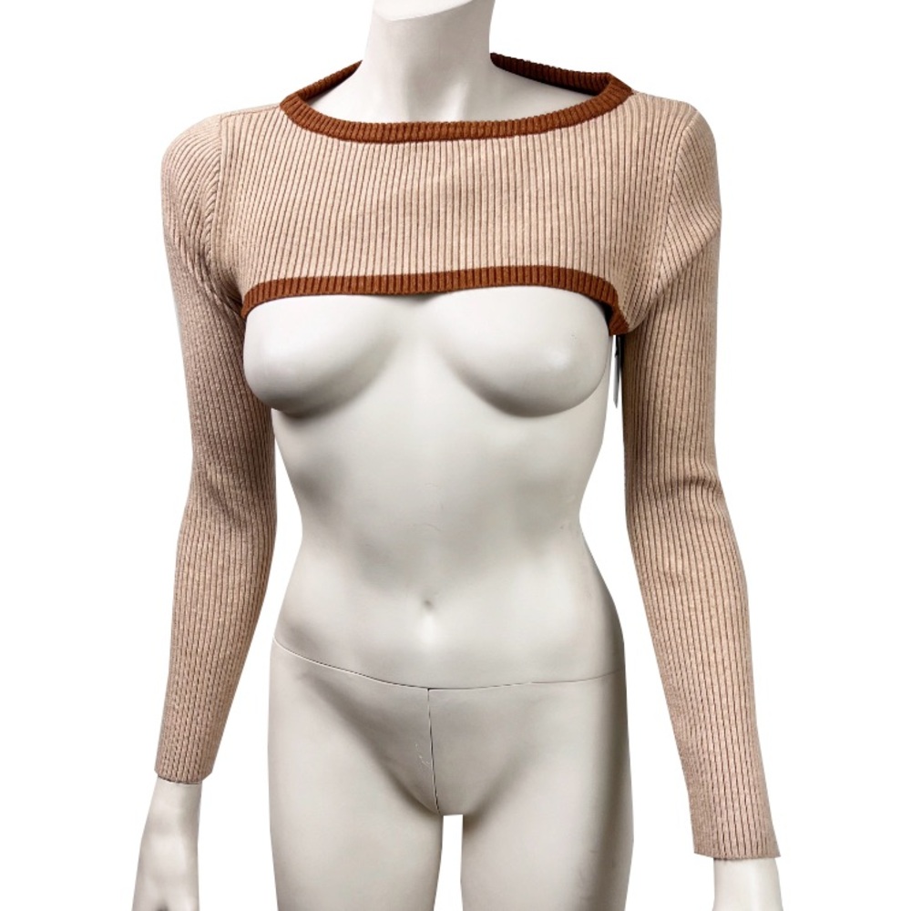Princess Polly Tan Ribbed Ultra Crop‎ Top